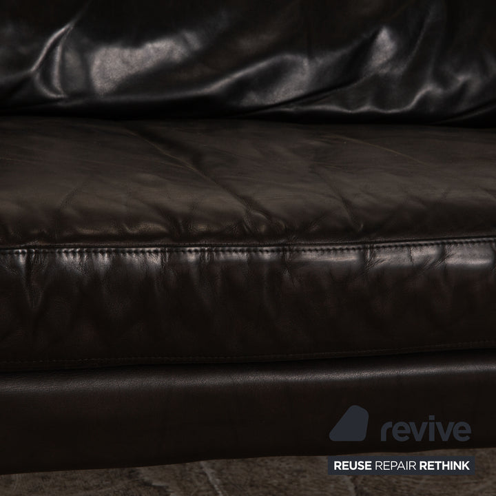 Rolf Benz leather two-seater black sofa couch