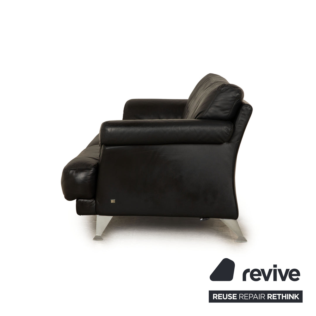 Rolf Benz leather two-seater black sofa couch