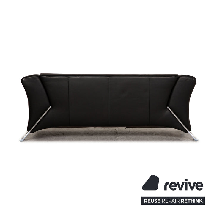 Rolf Benz leather two-seater black sofa couch