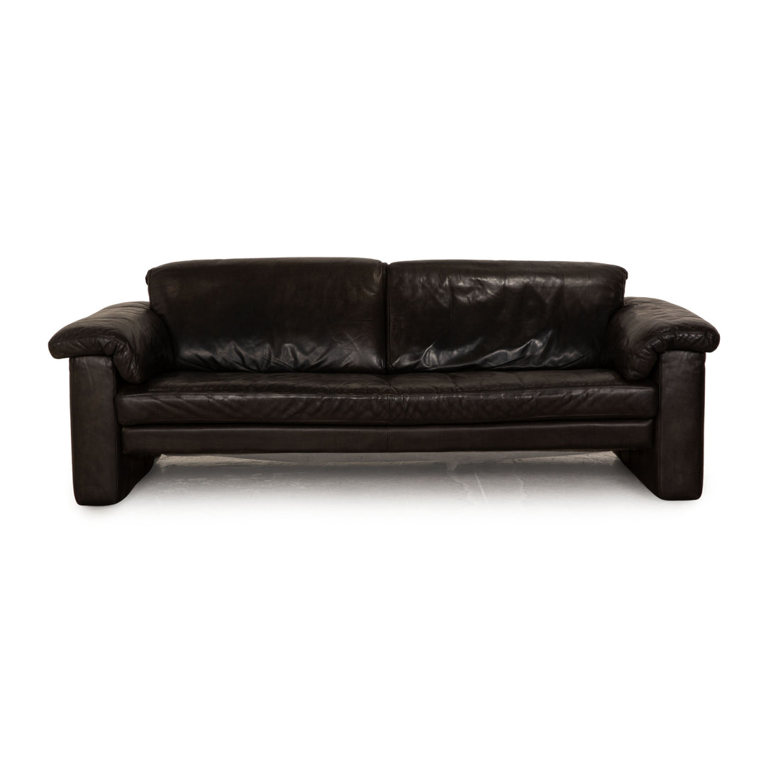Rolf Benz leather two-seater black sofa couch
