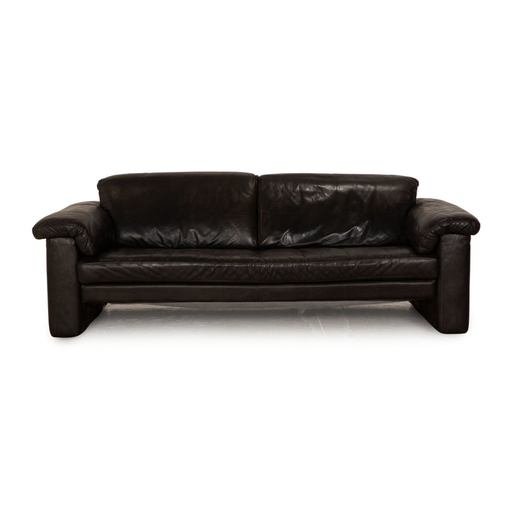 Rolf Benz leather two-seater black sofa couch