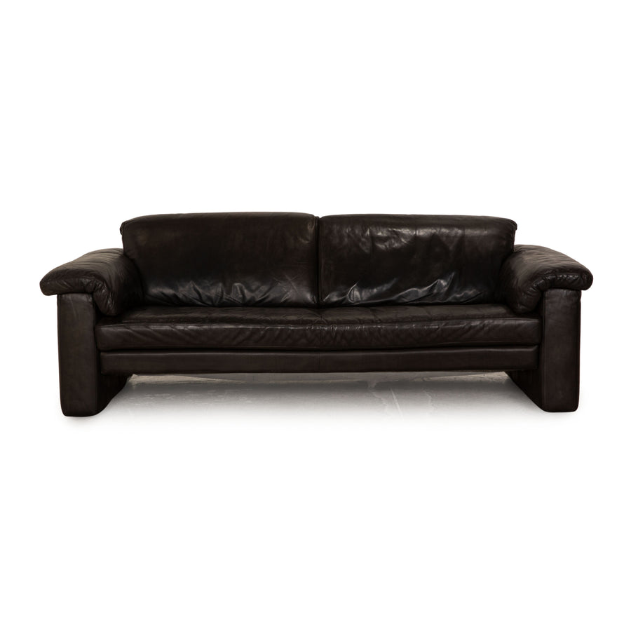 Rolf Benz leather two-seater black sofa couch