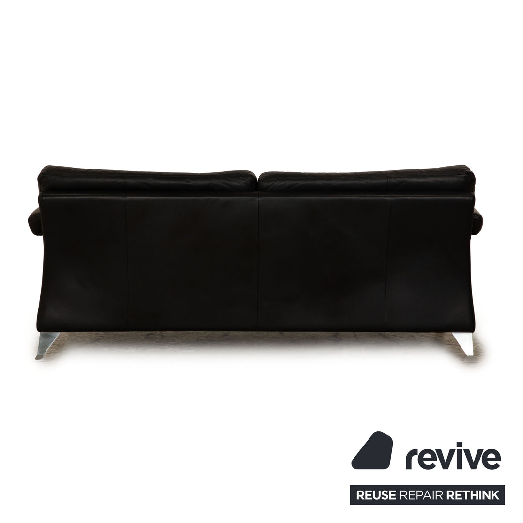 Rolf Benz leather two-seater black sofa couch