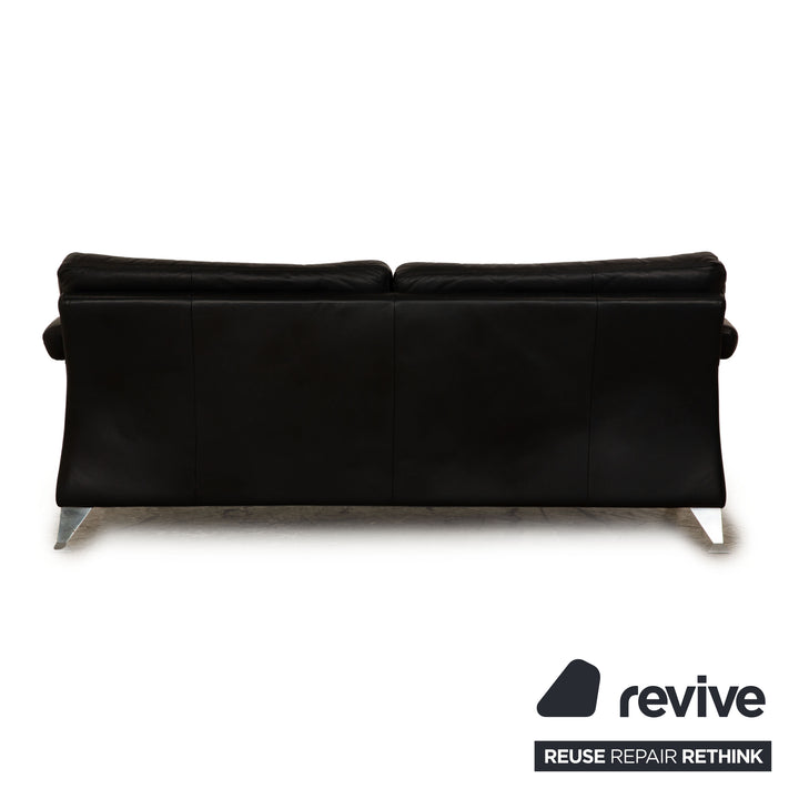 Rolf Benz leather two-seater black sofa couch