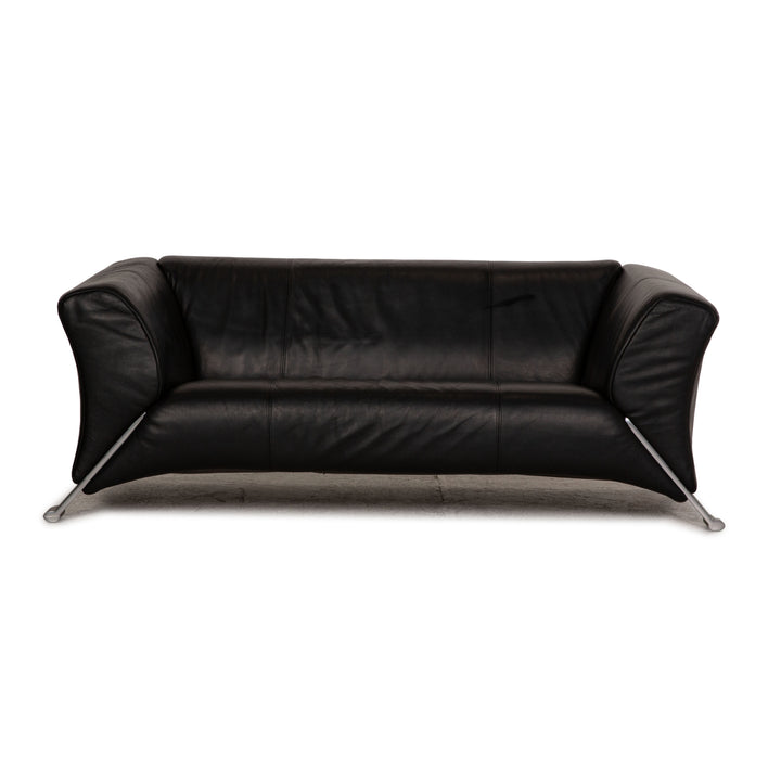 Rolf Benz leather two-seater black sofa couch
