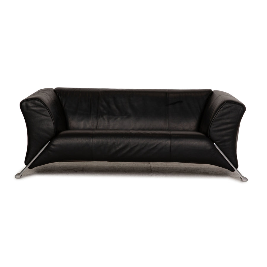 Rolf Benz leather two-seater black sofa couch