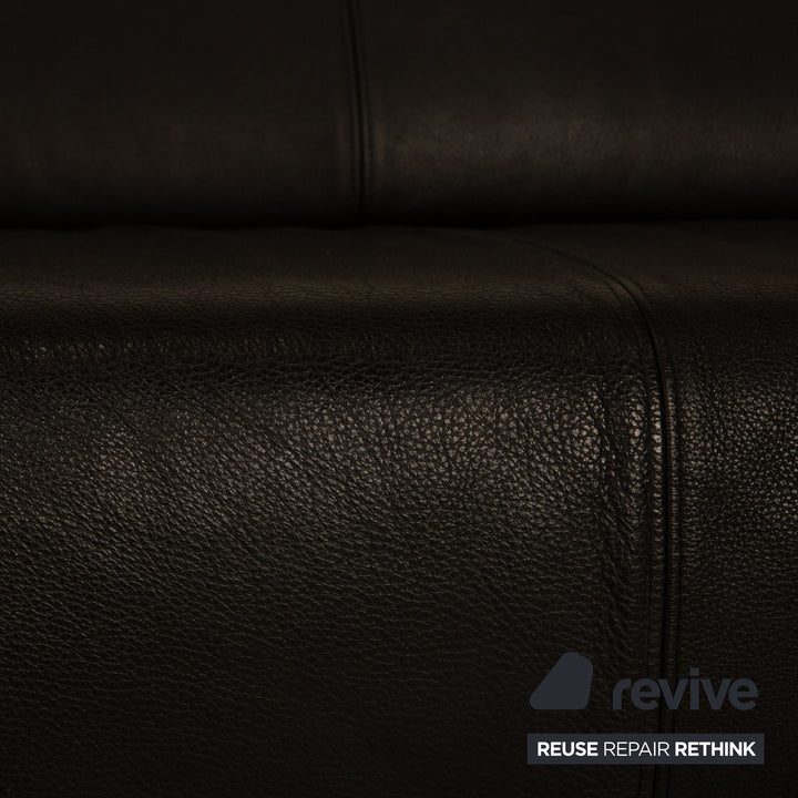 Rolf Benz leather two-seater black sofa couch