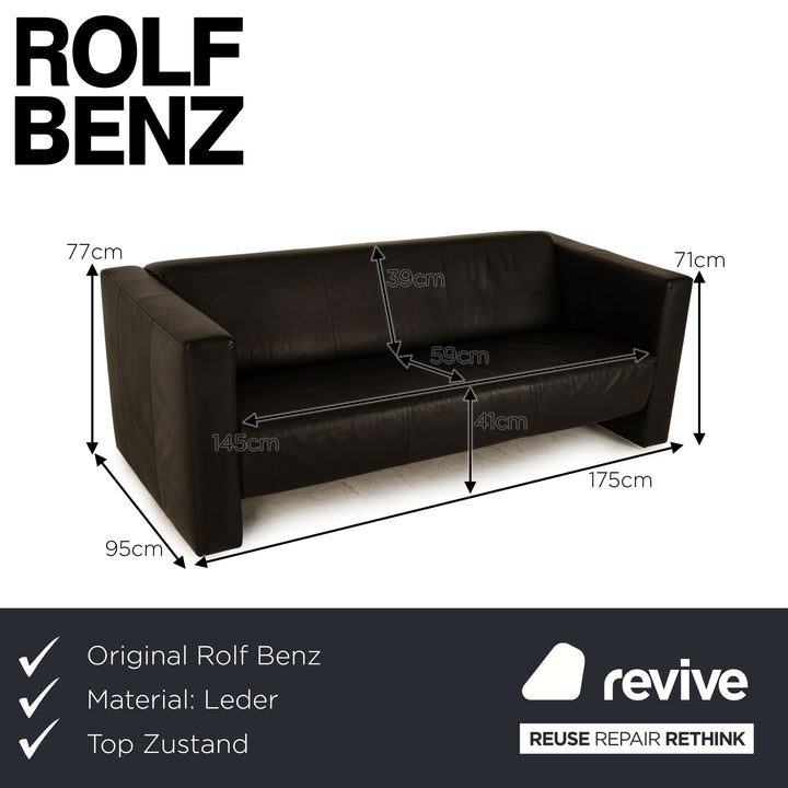 Rolf Benz Leder Zweisitzer Schwarz Sofa Couch