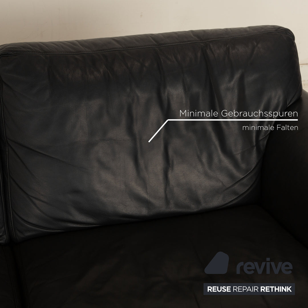 Rolf Benz leather two-seater black sofa couch