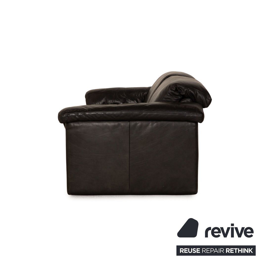 Rolf Benz leather two-seater black sofa couch