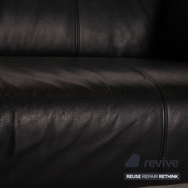 Rolf Benz leather two-seater black sofa couch