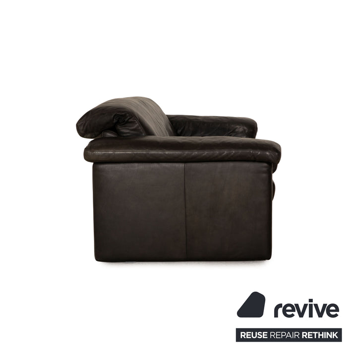Rolf Benz leather two-seater black sofa couch