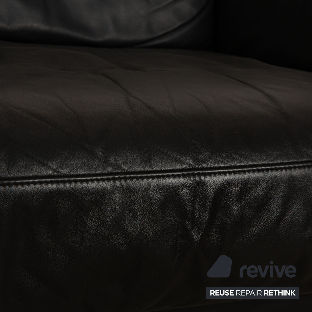 Rolf Benz leather two-seater black sofa couch