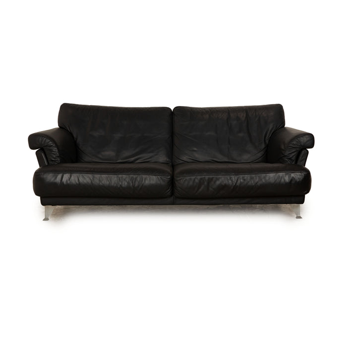 Rolf Benz leather two-seater black sofa couch