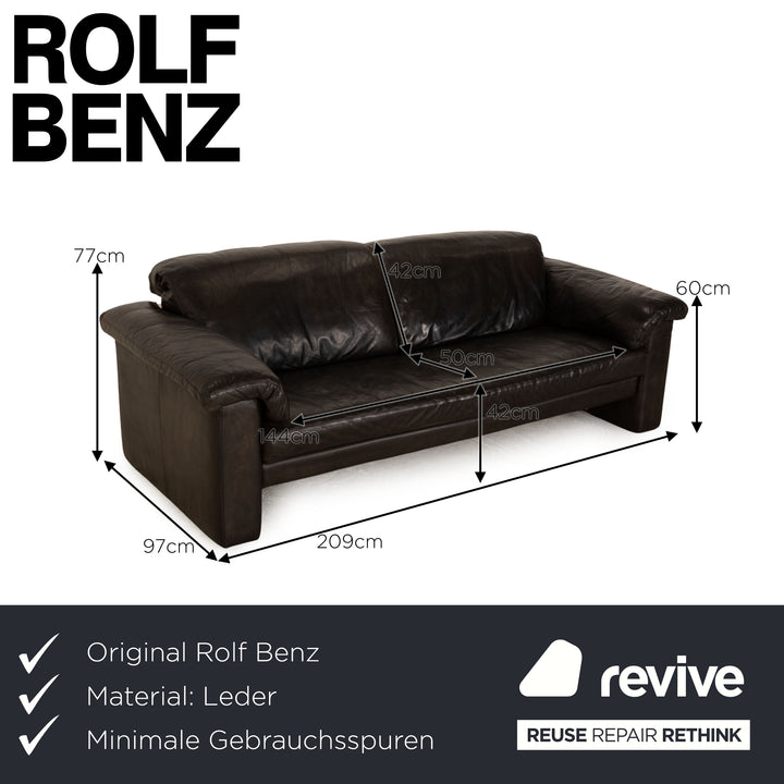 Rolf Benz leather two-seater black sofa couch