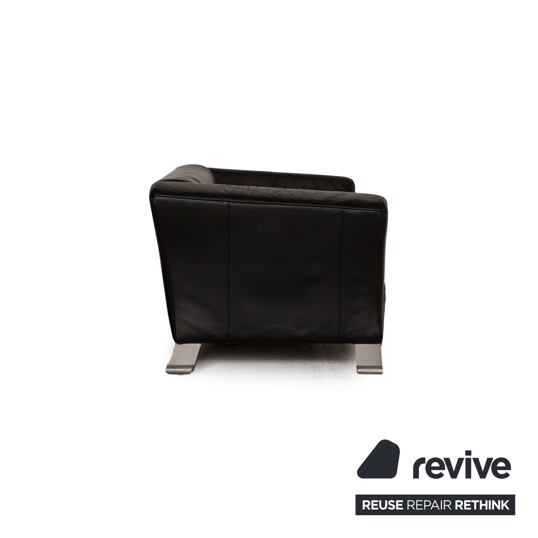 Rolf Benz leather two-seater black sofa couch