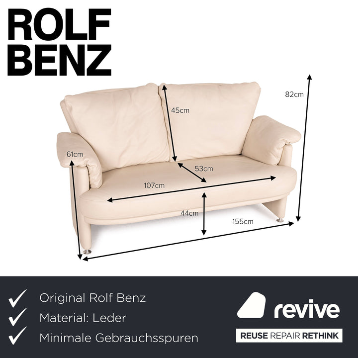 Rolf Benz Loft Leder Sofa Creme Zweisitzer Couch