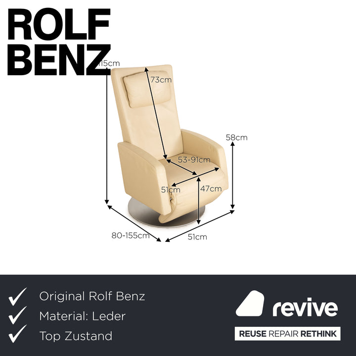 Rolf Benz LSE 5800 leather armchair beige manual function