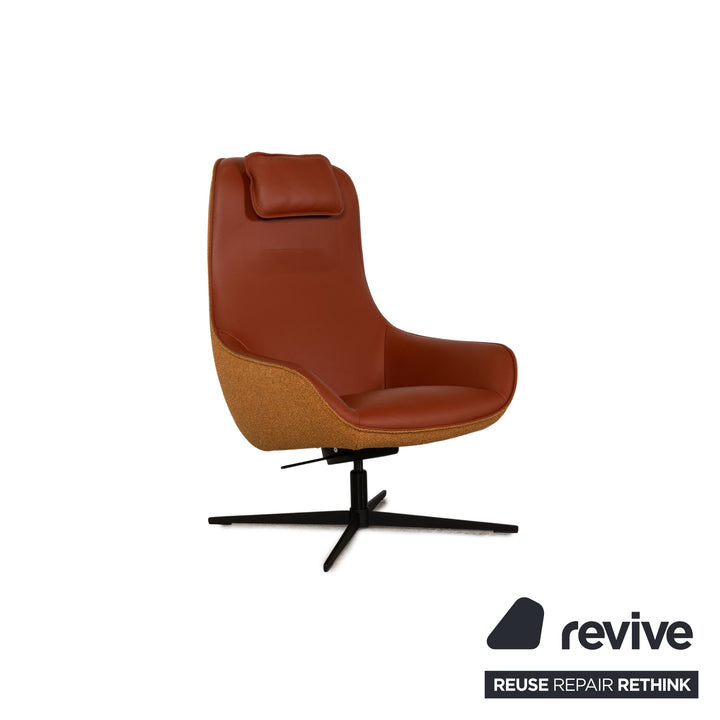 Rolf Benz MEG Leather Armchair Brown Function High-back armchair incl. footstool