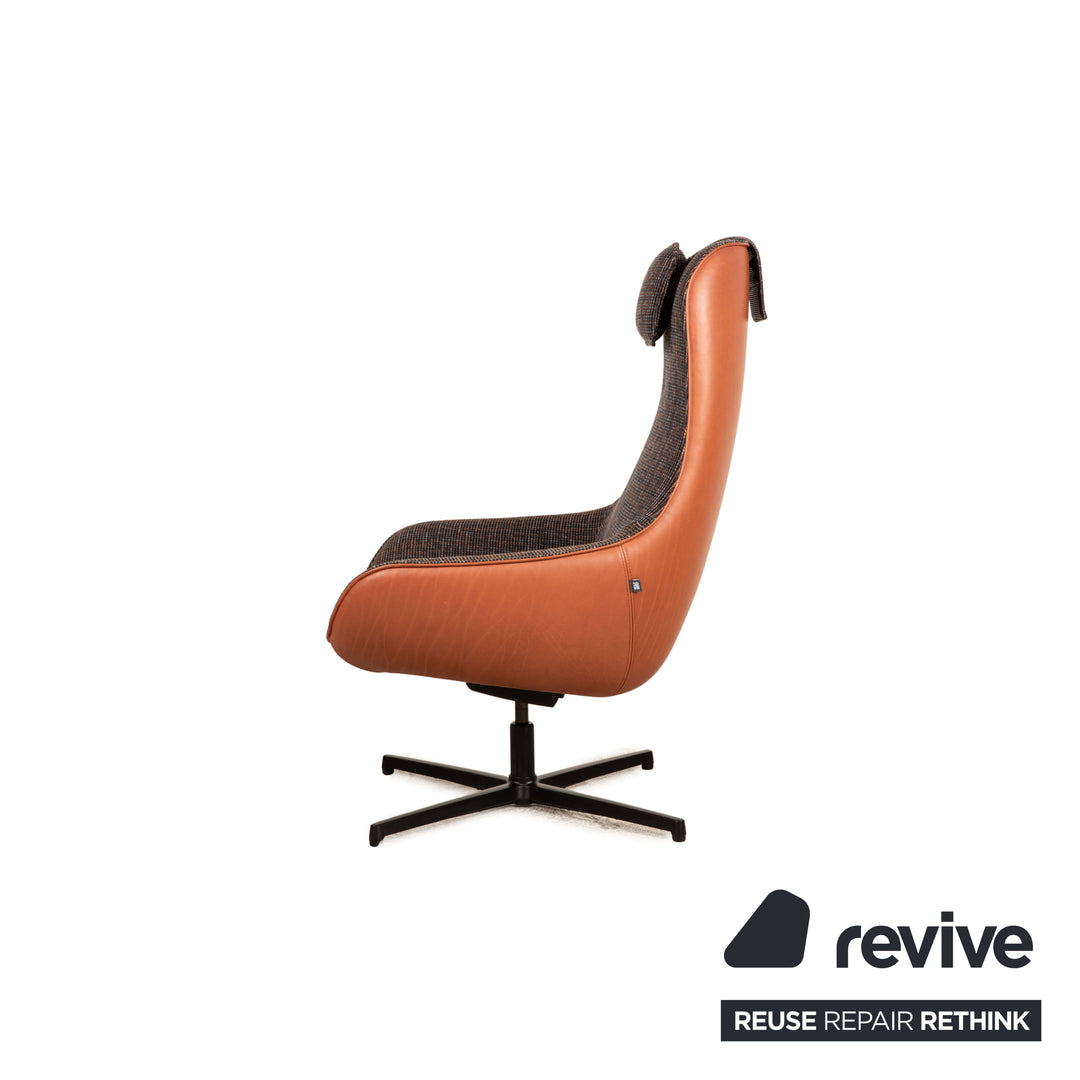 Rolf Benz MEG fabric armchair gray including stool high-back chair