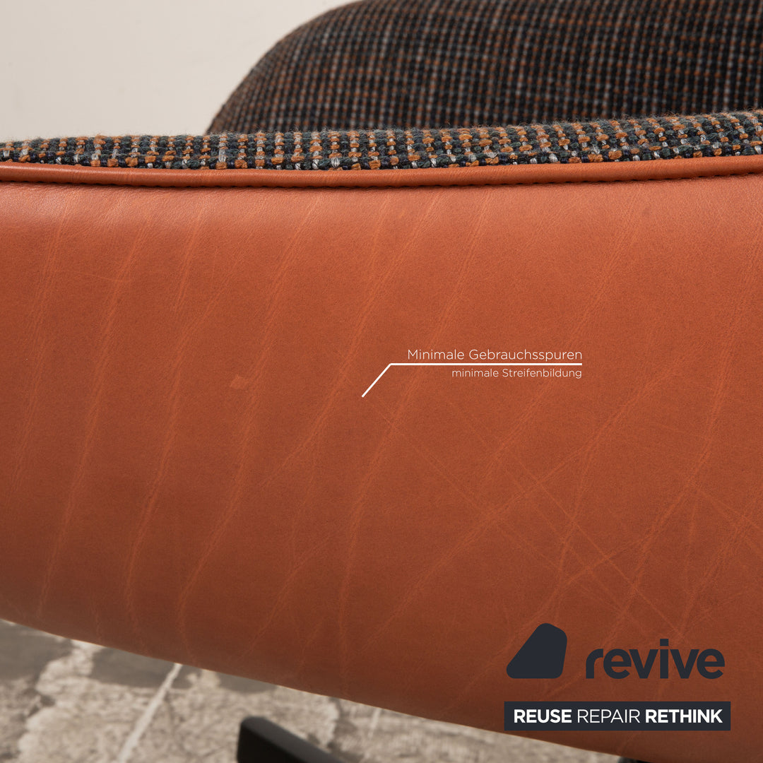 Rolf Benz MEG fabric armchair gray including stool high-back chair