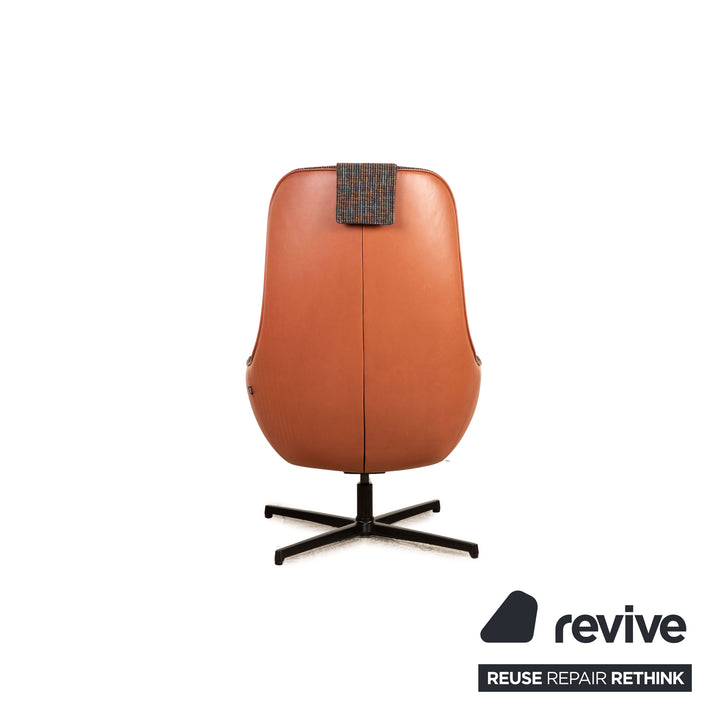 Rolf Benz MEG fabric armchair gray including stool high-back chair