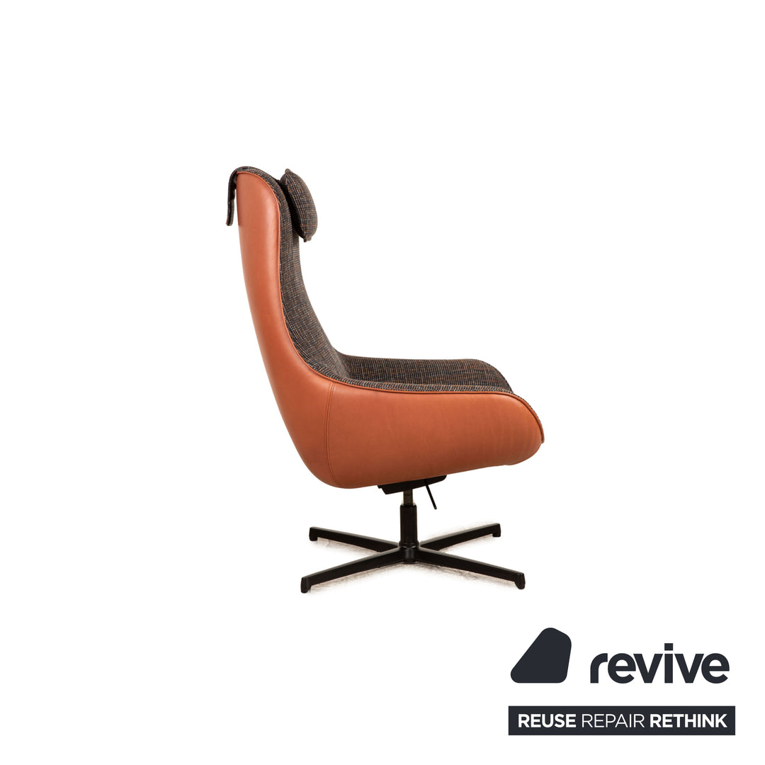 Rolf Benz MEG fabric armchair gray including stool high-back chair