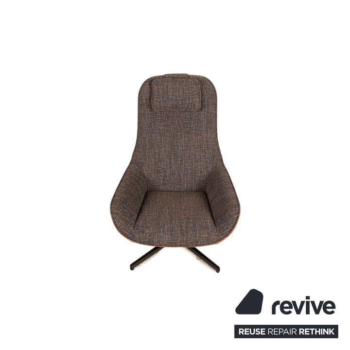 Rolf Benz MEG fabric armchair gray including stool high-back chair