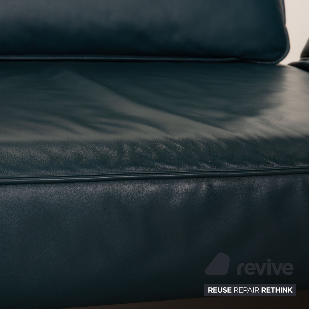 Rolf Benz Mera 386 Leder Zweisitzer Blau Petrol manuelle Funktion Sofa Couch