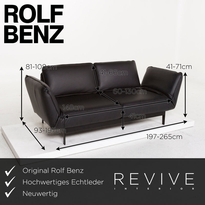 Rolf Benz Mera Leder Sofa Schwarz Zweisitzer Multifunktionssofa Funktion Relaxfunktion Couch 