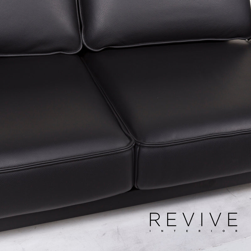 Rolf Benz Mera Leder Sofa Schwarz Zweisitzer Multifunktionssofa Funktion Relaxfunktion Couch 