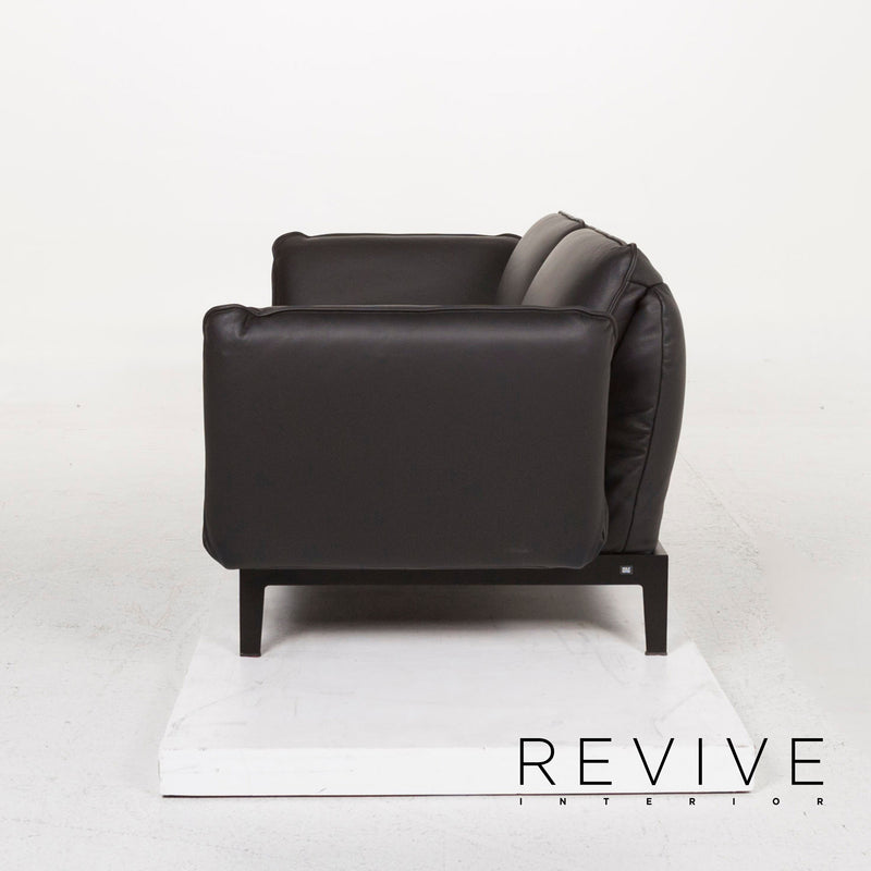 Rolf Benz Mera Leder Sofa Schwarz Zweisitzer Multifunktionssofa Funktion Relaxfunktion Couch 
