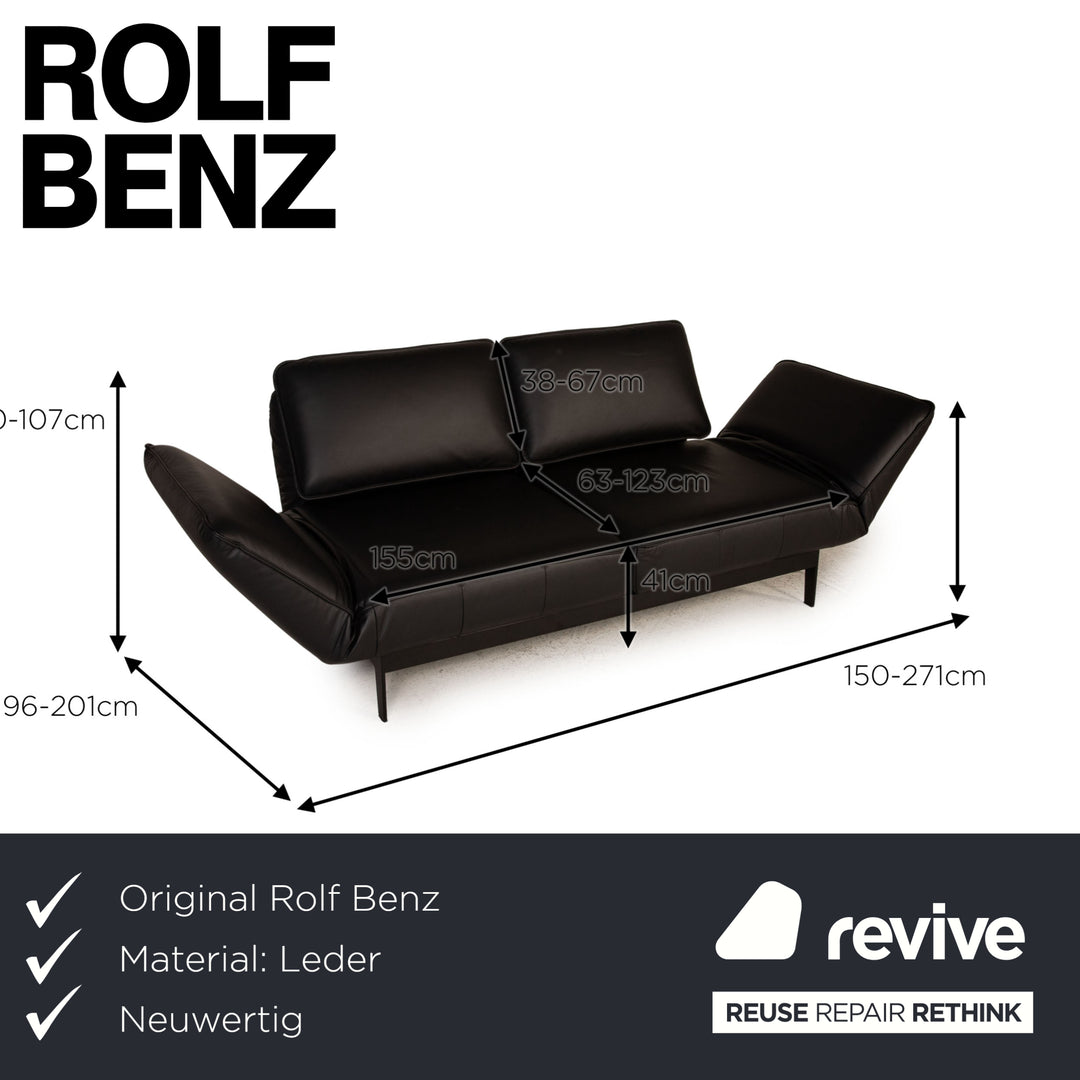 Rolf Benz Mera Leather Sofa Black Two-seater sofa function