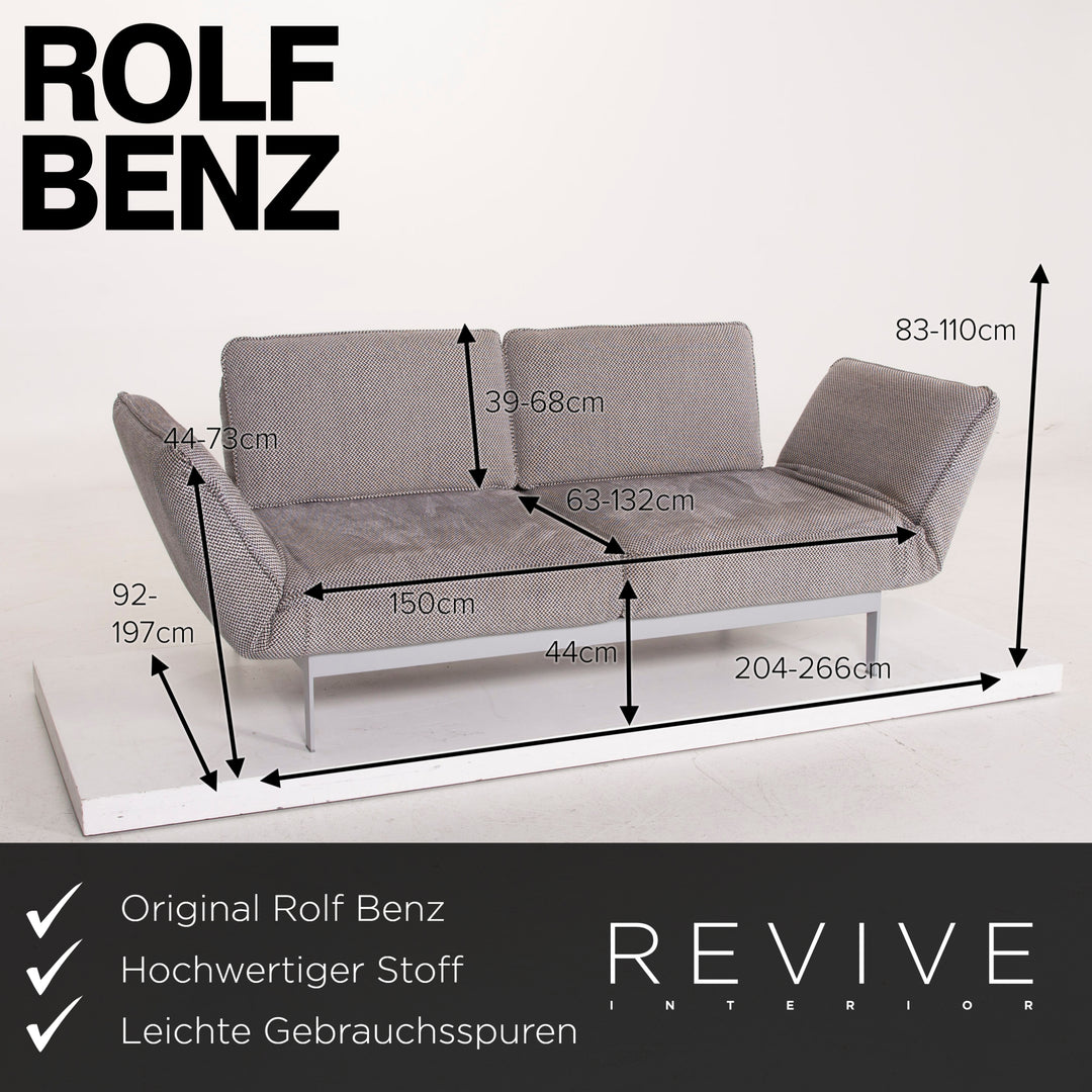 Rolf Benz Mera fabric sofa gray two-seater relax function #14714