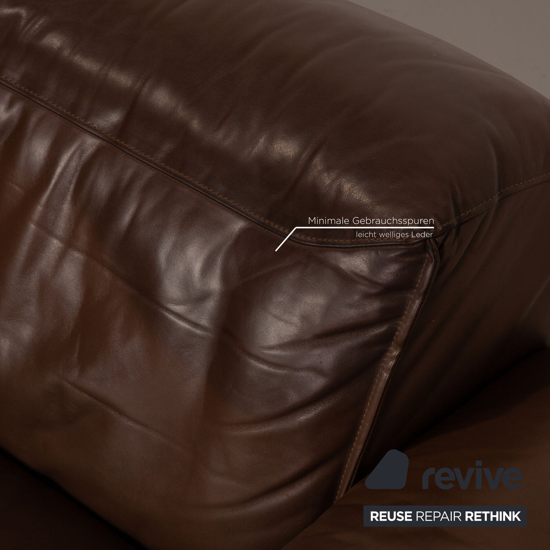 Rolf Benz Mio leather three-seater brown sofa couch