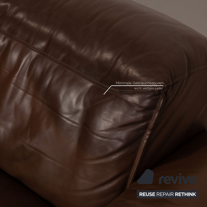 Rolf Benz Mio leather three-seater brown sofa couch