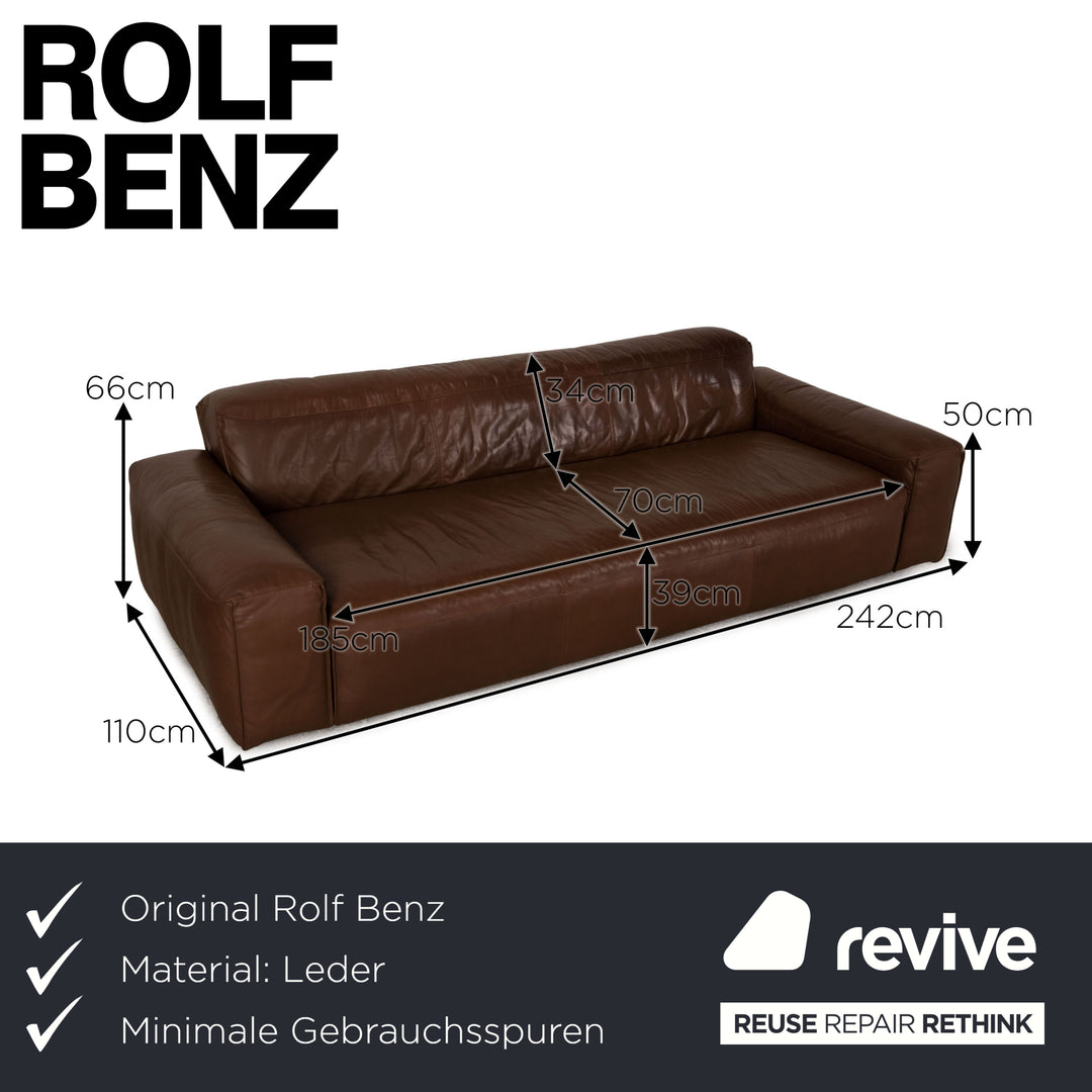 Rolf Benz Mio leather three-seater brown sofa couch