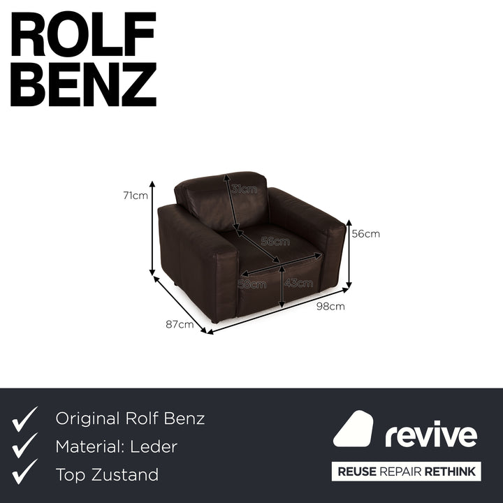 Rolf Benz Mio Leder Sessel Dunkelbraun