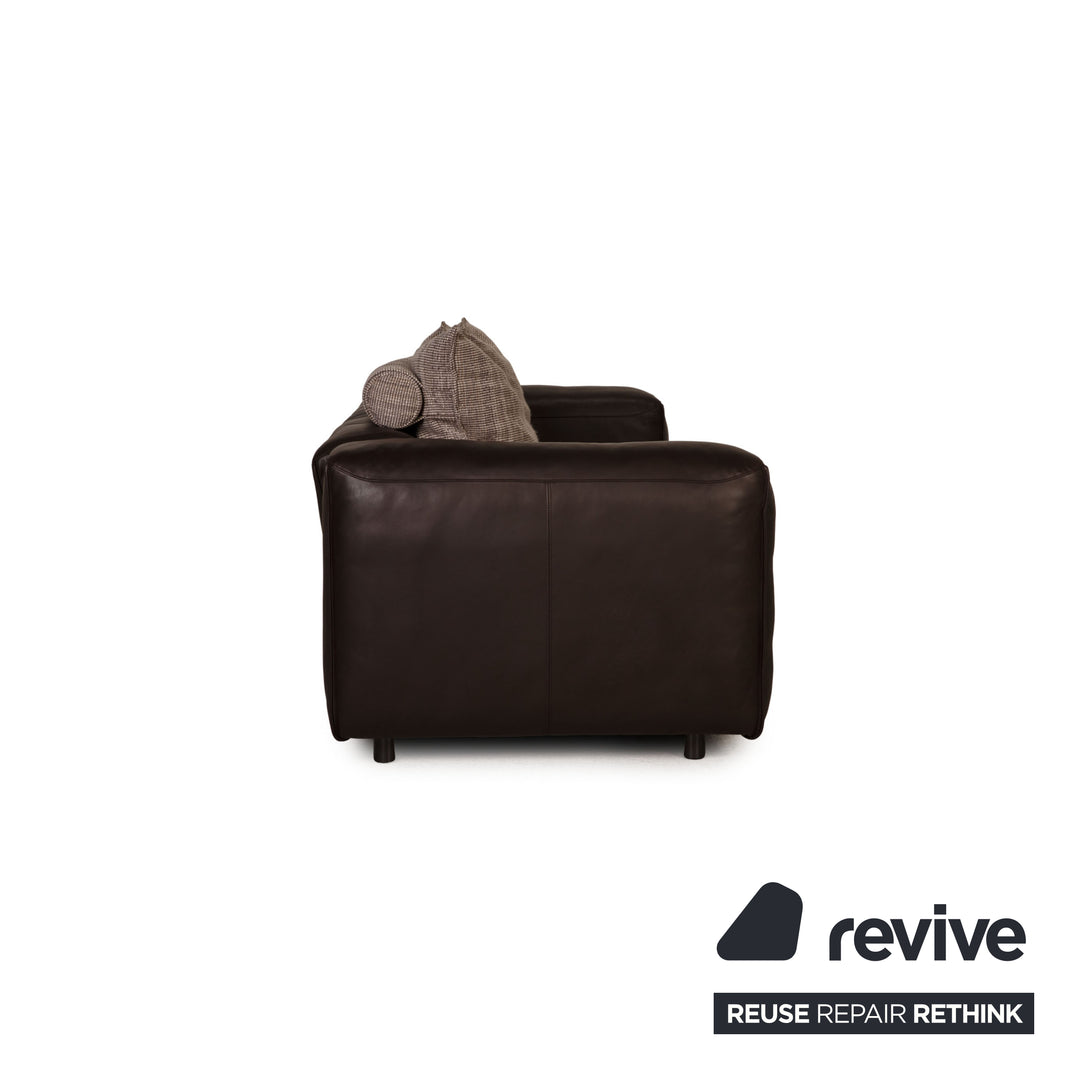 Rolf Benz Mio leather sofa dark brown three-seater couch