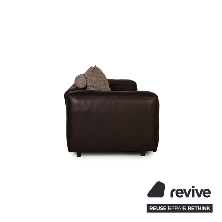 Rolf Benz Mio leather sofa dark brown three-seater couch