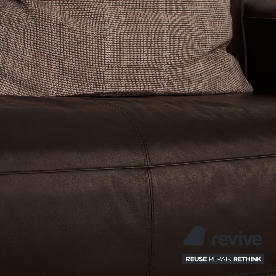 Rolf Benz Mio leather sofa dark brown three-seater couch
