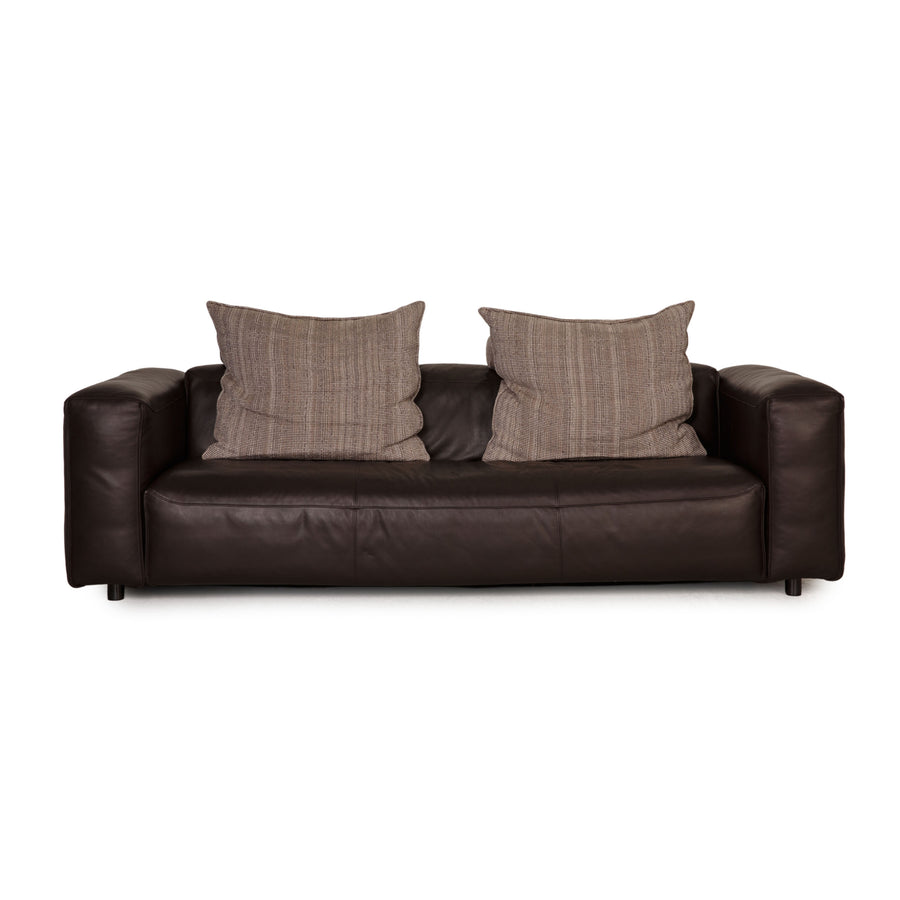 Rolf Benz Mio leather sofa dark brown three-seater couch