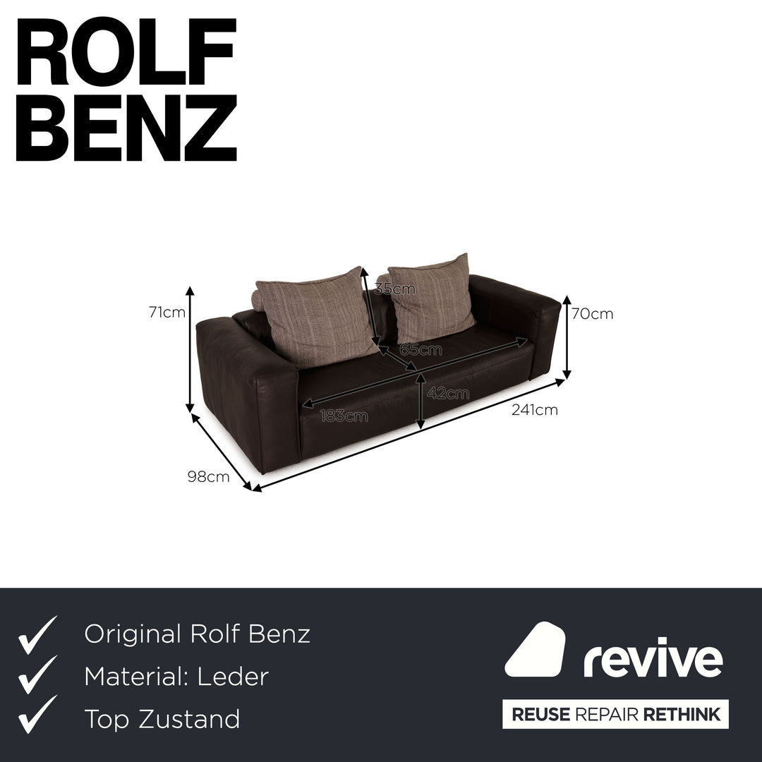 Rolf Benz Mio leather sofa dark brown three-seater couch