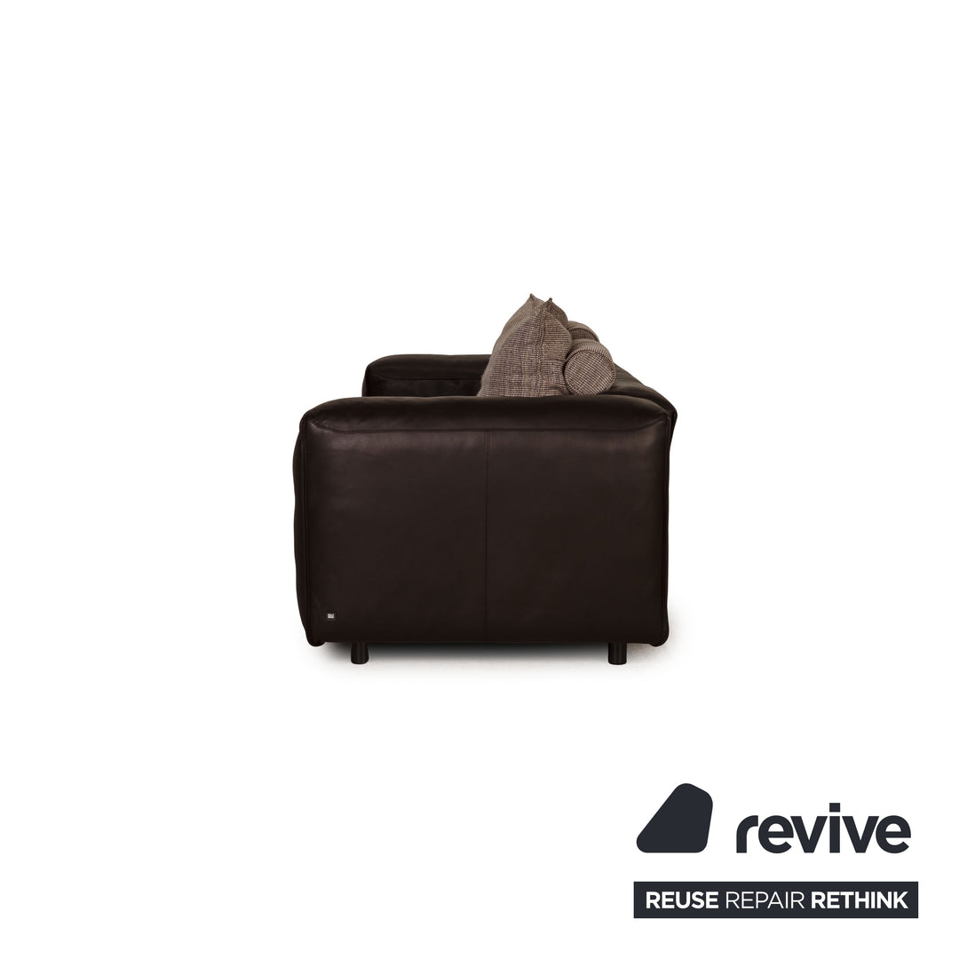 Rolf Benz Mio leather sofa dark brown three-seater couch