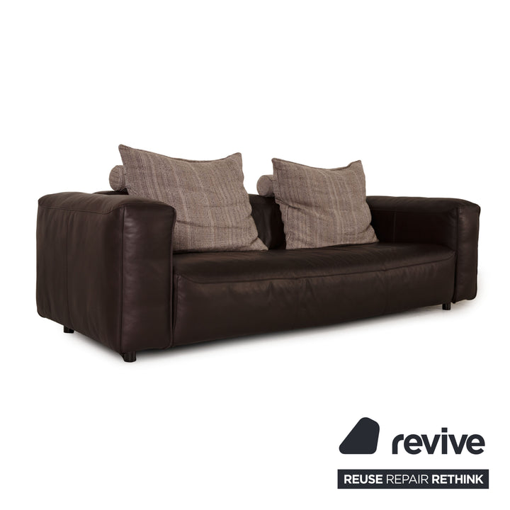 Rolf Benz Mio leather sofa dark brown three-seater couch
