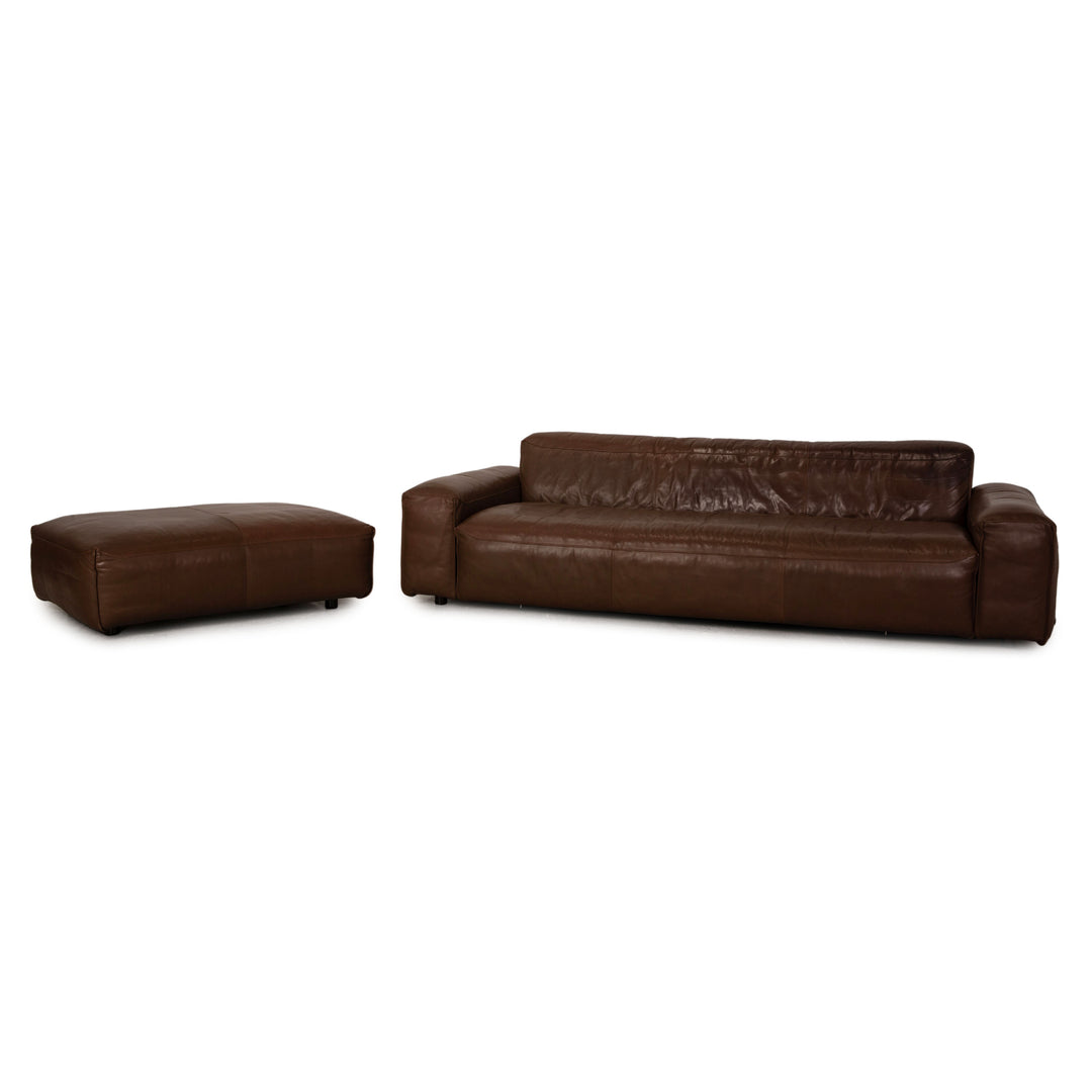 Rolf Benz Mio leather sofa set brown three-seater sofa stool couch