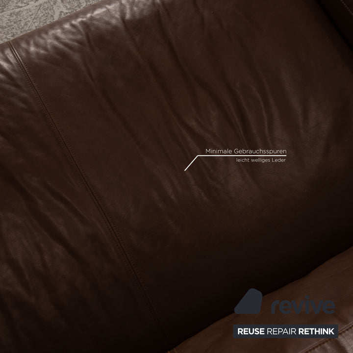 Rolf Benz Mio leather sofa set brown three-seater sofa stool couch