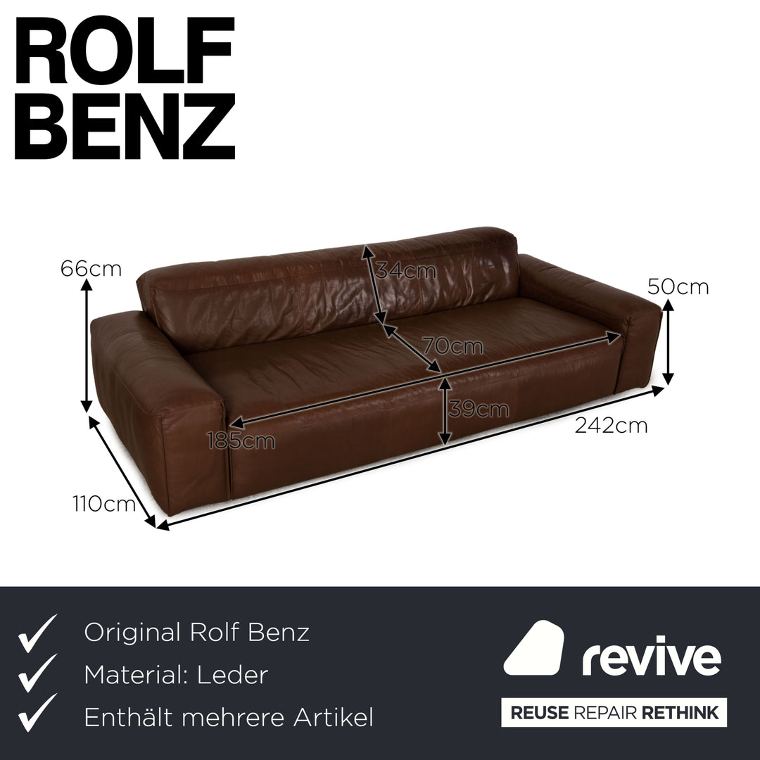 Rolf Benz Mio leather sofa set brown three-seater sofa stool couch