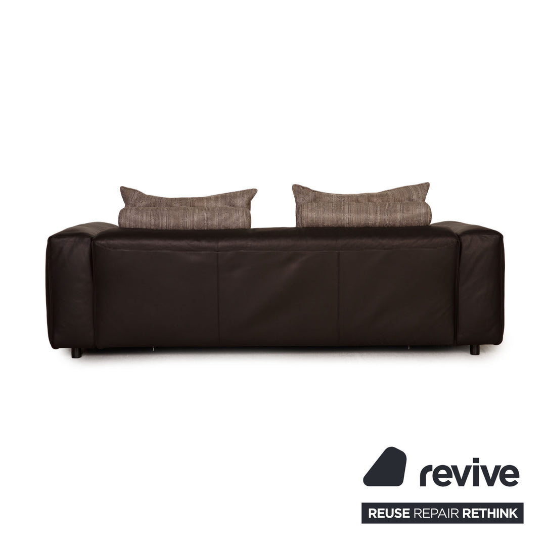 Rolf Benz Mio Leder Sofa Garnitur Dunkelbraun Dreisitzer Sessel Hocker