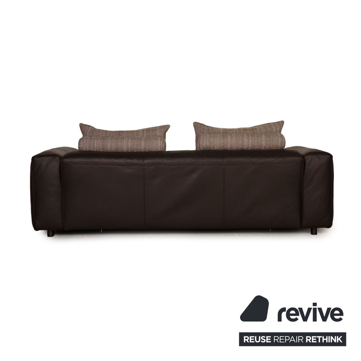Rolf Benz Mio Leder Sofa Garnitur Dunkelbraun Dreisitzer Sessel Hocker